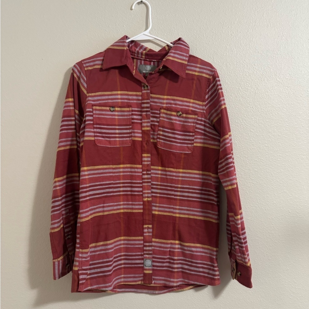44° north Striped Red and Yellow Button-Up Shirt